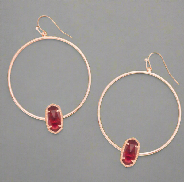 Kendra Scott Elora Rose Gold And Berry Clear Glass Hoop Earrings