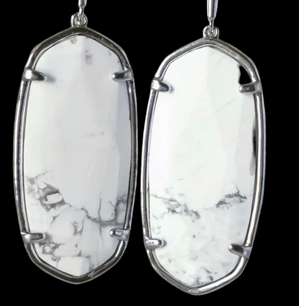 Kendra Scott Faceted Elle Silver Drop Earrings In White Howlite