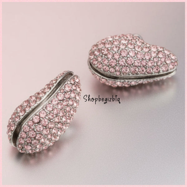 Tory Burch Crystal Embellished Wave Earrings in Silver and Vintage Rose