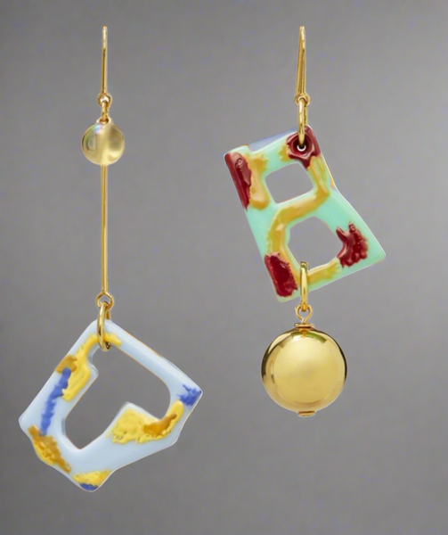 Tory Burch Abstract Earrings In Yellow & Multi Colors