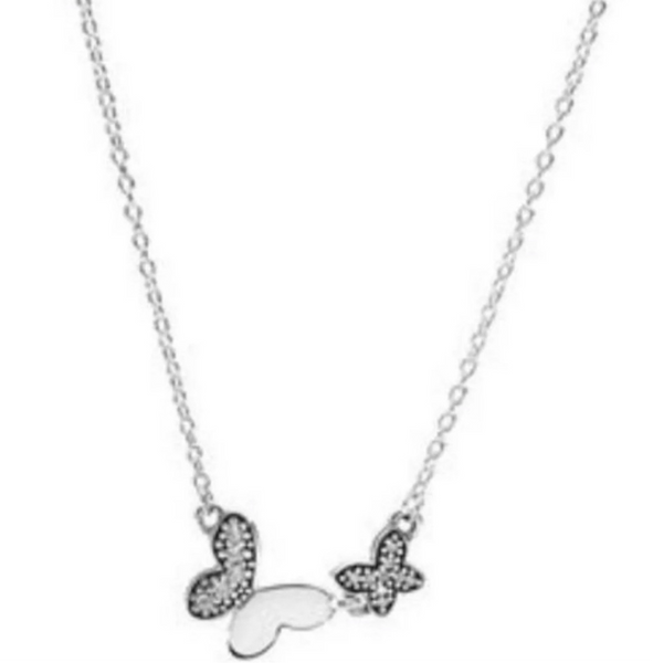 Pandora Butterfly Silver Necklace With Clear Cubic Zirconia