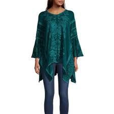 Johnny Was Temperty Lorelai Tunic In Lakeside In Green Size Large