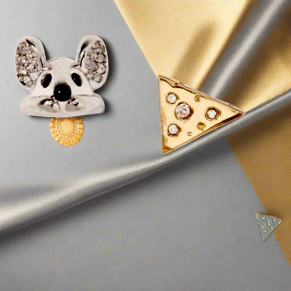 Kate Spade Year Of The Rat Mouse And Cheese Stud Earrings in Gold And Silver