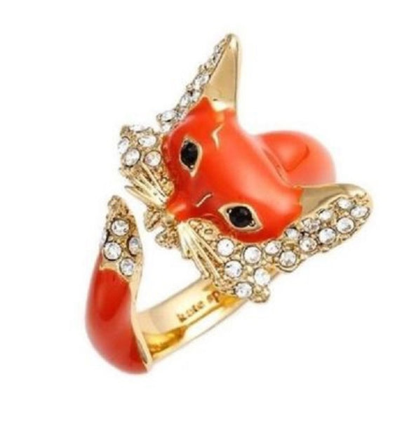 Kate Spade New York Orange 12k Gold-plated Into The Woods Foxy Wrap Ring Size 7