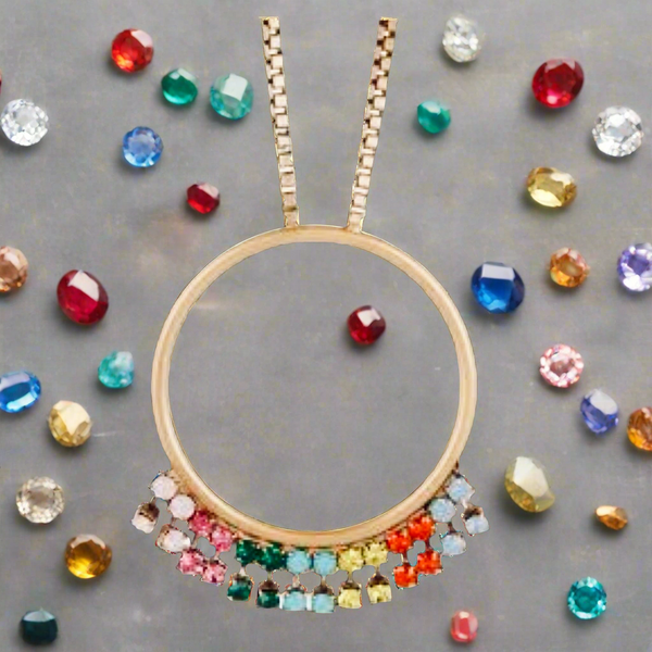 Loren Hope Emma Pendant Necklace With Multicolor Faceted Glass Stones