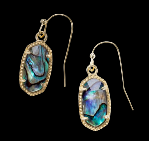 Kendra Scott Faceted Lee Drop Earrings Gold And Abalone Shell