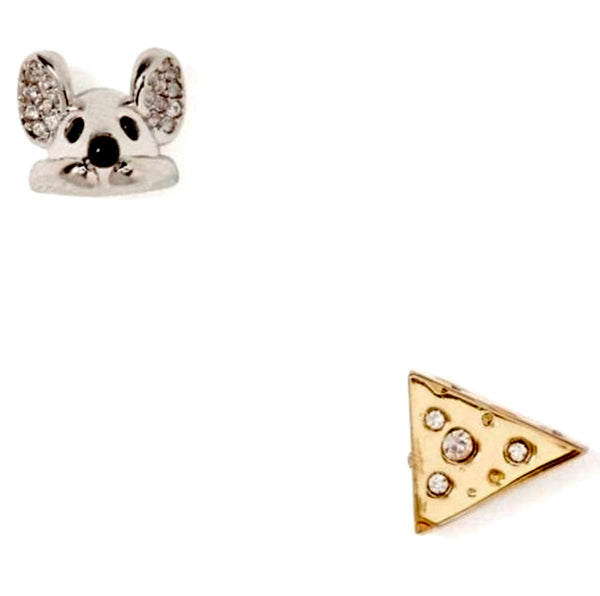 Kate Spade Year Of The Rat Mouse And Cheese Stud Earrings in Gold And Silver