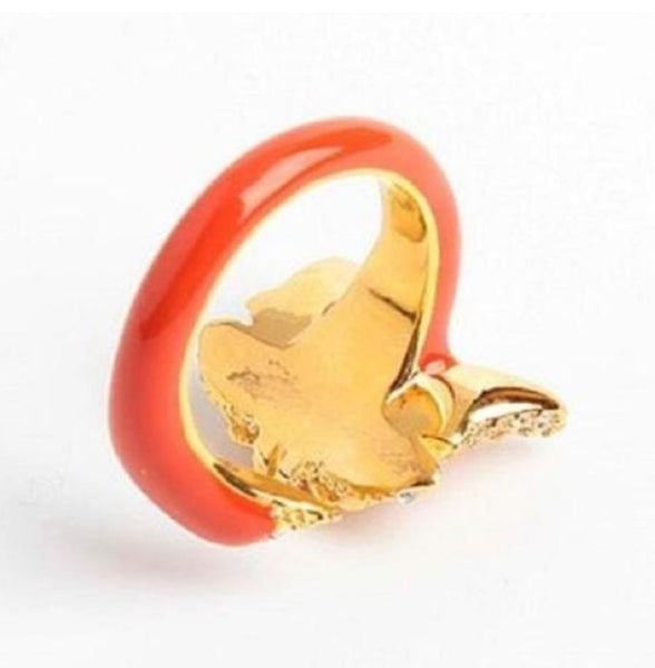 Kate Spade New York Orange 12k Gold-plated Into The Woods Foxy Wrap Ring Size 7