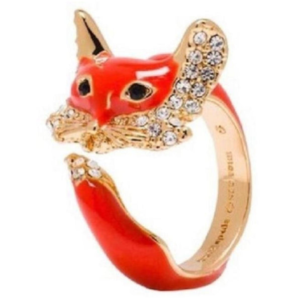 Kate Spade New York Orange 12k Gold-plated Into The Woods Foxy Wrap Ring Size 7