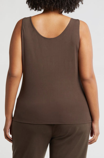 Eileen Fisher Scoop Neck Silk Tank Color Wren Plus Size 2X