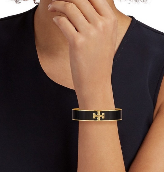 Tory Burch Gold And Black Enamel Kira Bracelet