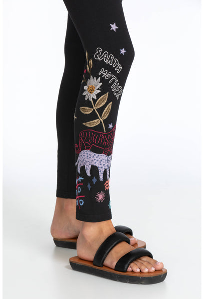 Johnny Was Soho Black Print Leggings X-Large