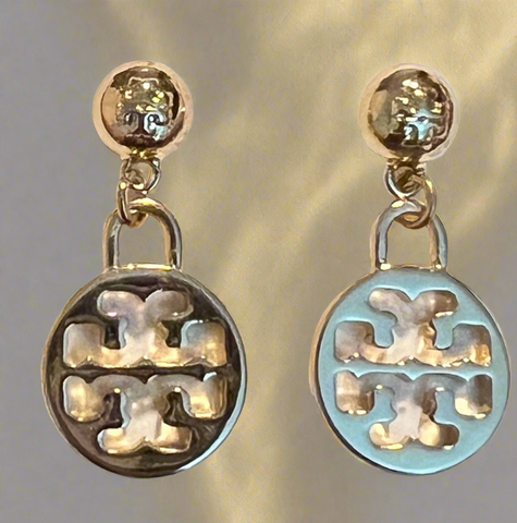 Tory Burch Gold Signature Logo Drop Earrings