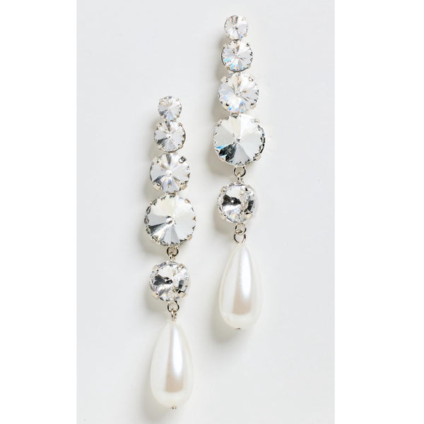 LELET NY Athena Swarovski Crystals And A Teardrop Pearl Drop Earrings