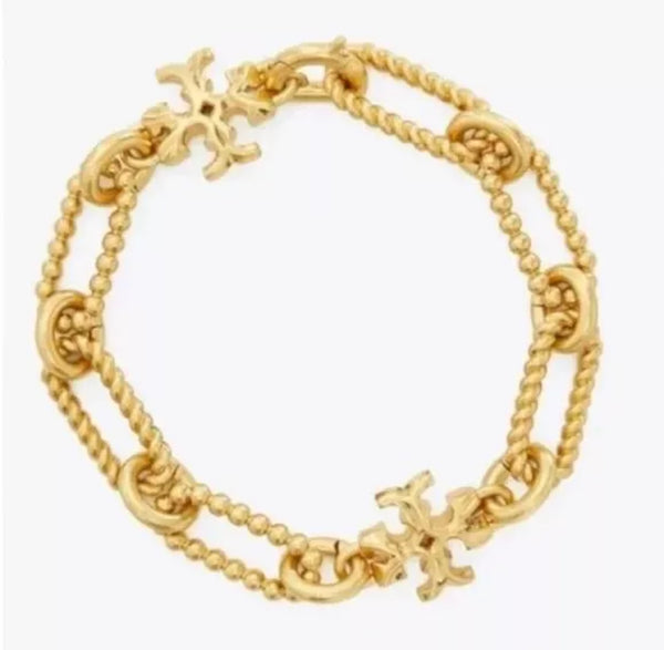 Tory Burch Gold Plated Roxanne Double-T
Rope Chain Bracelet