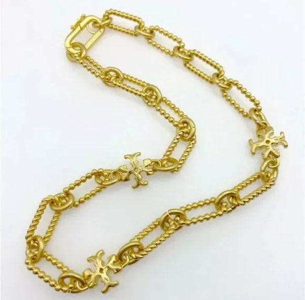 Tory Burch Gold Plated Roxanne Chain Link Short Necklace