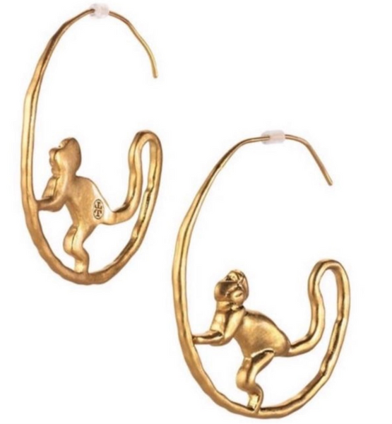 Tory Burch Monkey Call Of The Wild Hoop Earrings