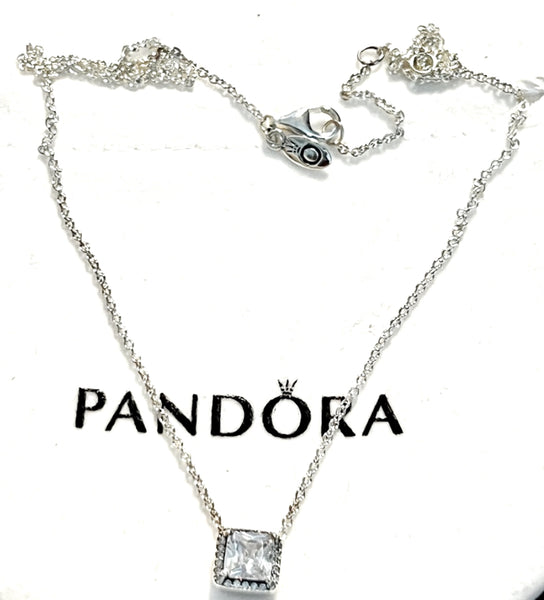 Pandora Square Sparkle Halo Necklace