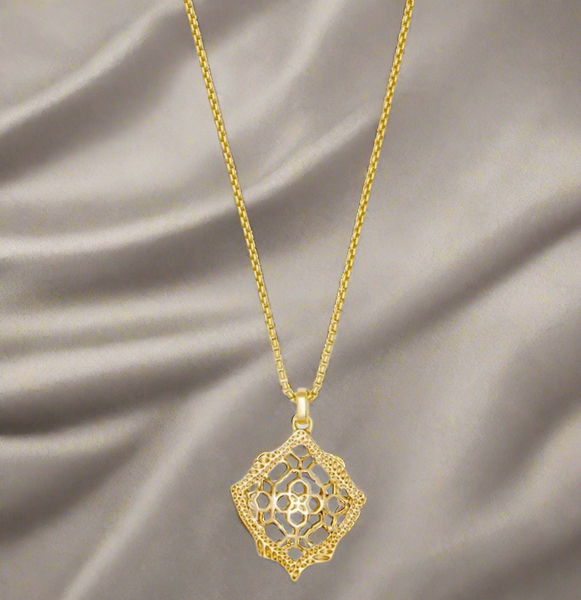 Kendra Scott Kacey Gold Long Pendant Necklace In Gold Filigree Mix