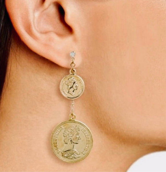 Shashi The Selena Double Coin Drop Earrings