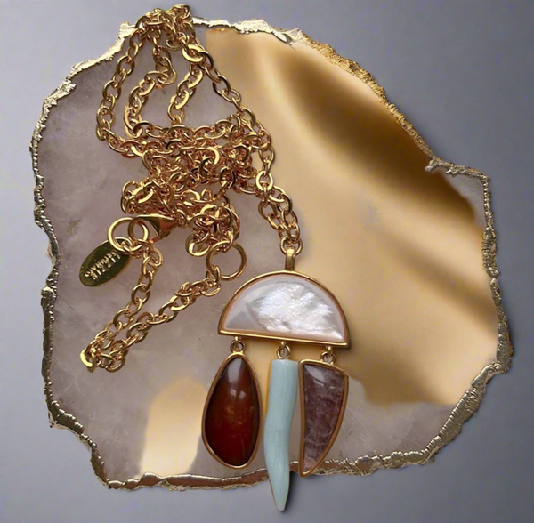 Lizzie Fortunato Mother of Pearl & Multi-Stone City of Rocks Pendant Necklace