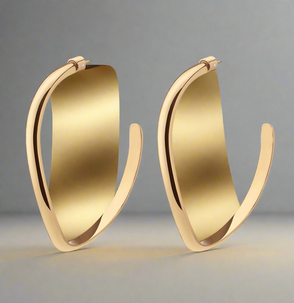 Demarson Women's 12K Gold Plated Calypso Curve Hoop Earrings