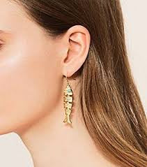 Tory Burch Gold Delicate Fish Drop Earrings
