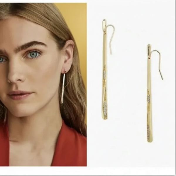 Kendra Scott Melissa Dangle Earrings in Shiny Gold with Sparkle Crystals