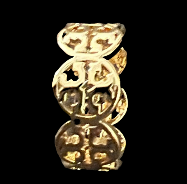 Tory Burch Gold Frozen Tory Logo Band Ring Size 6