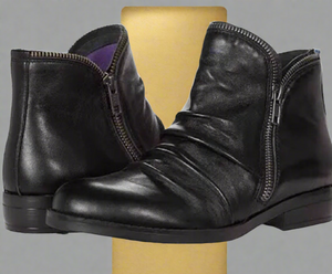 David Tate Ming Leather Double Zipper Ankle Boots Size 12 W