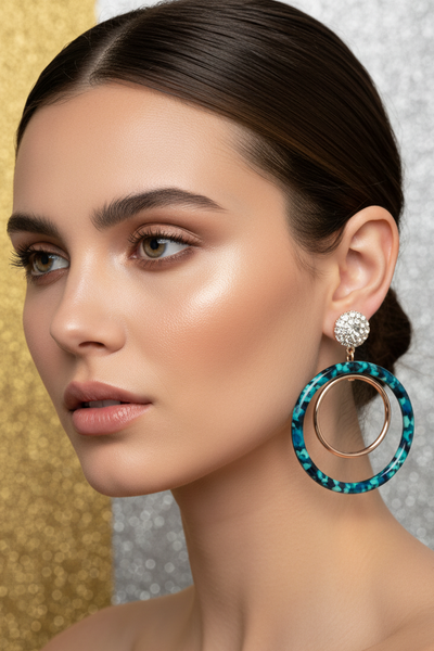 Lele Sadoughi Pave Double Hoop Earrings in Pistachio