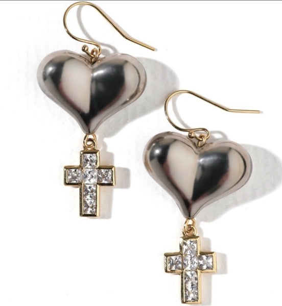 Vanessa Mooney The Melissa Heart Unique Earrings Brown-White and Gold