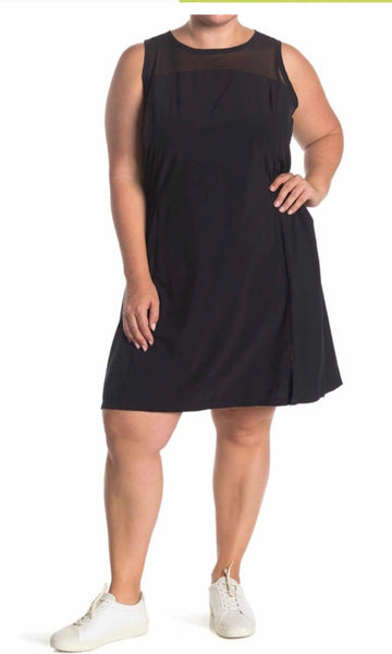 Z by Zella Balance Mesh Yoke Woven Workout Dress Black Plus Size 3X