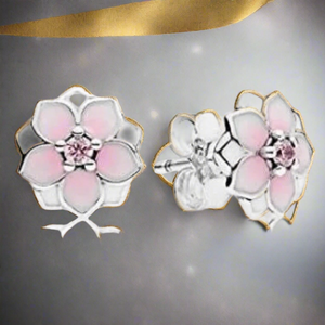 Pandora Pink Magnolia Blooms Stud CZ Earrings