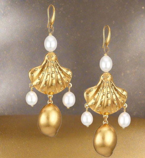 Tory Burch Shell And Freshwater Pearl Drop Earrings