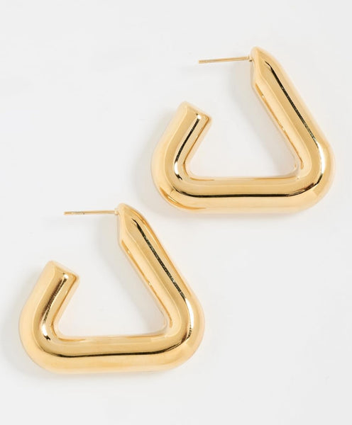 Brinker + Eliza Goldie 24K Gold Plated Triangular Hoops Earrings