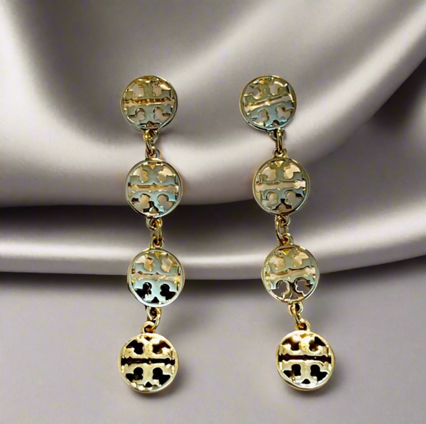 Tory Burch Gold Signature Four Logo Earrings