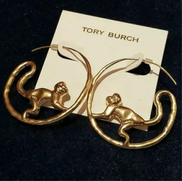 Tory Burch Monkey Call Of The Wild Hoop Earrings