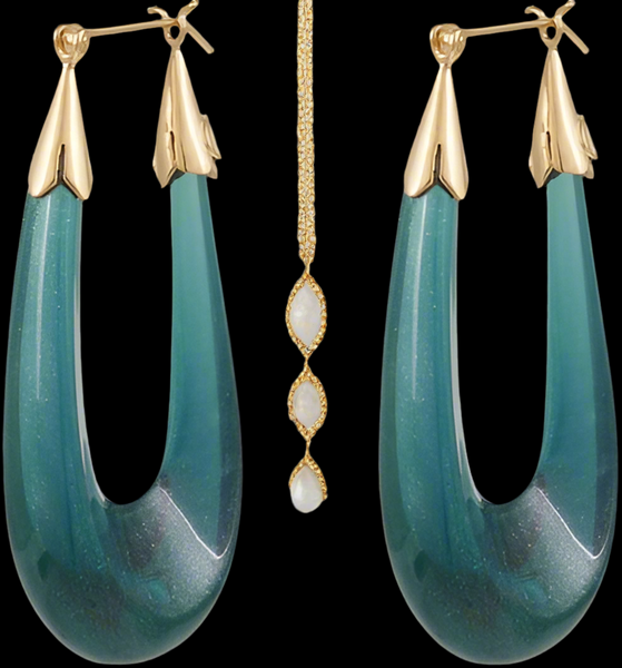 Gas Bijoux Ecume 24K-Gold-Plated & Acetate Elongated Blue Hoop Earrings