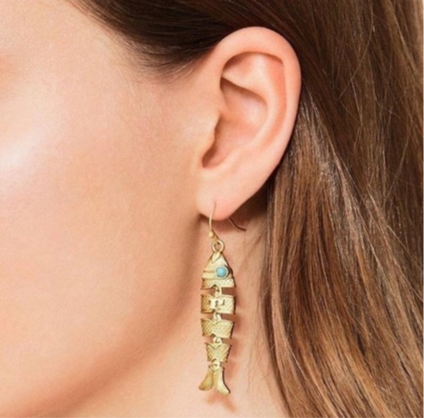 Tory Burch Gold Delicate Fish Drop Earrings