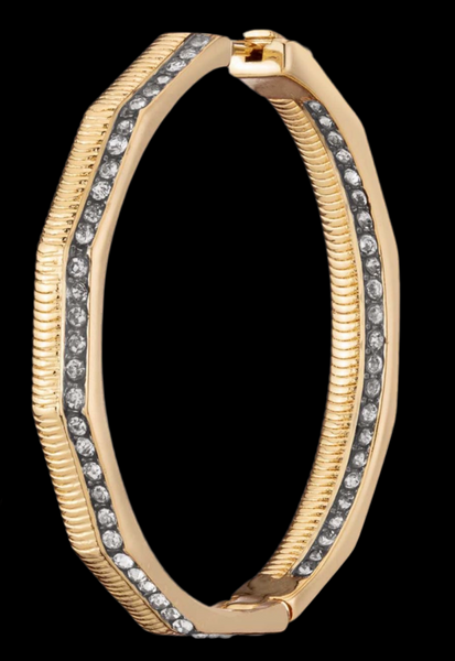 Demarson Brooke 12K Gold-Plate & Crystal Hoop Earrings