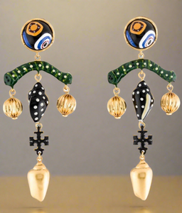 Tory Burch Enamel Shell Drop Earrings Gold-Tone Metal & Enamel