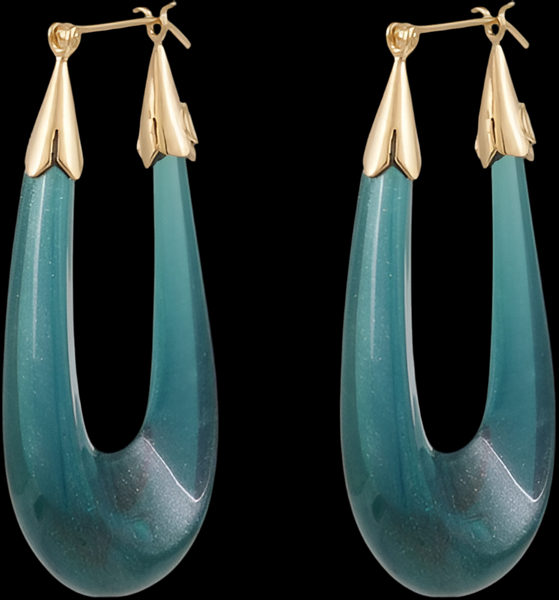 Gas Bijoux Ecume 24K-Gold-Plated & Acetate Elongated Blue Hoop Earrings