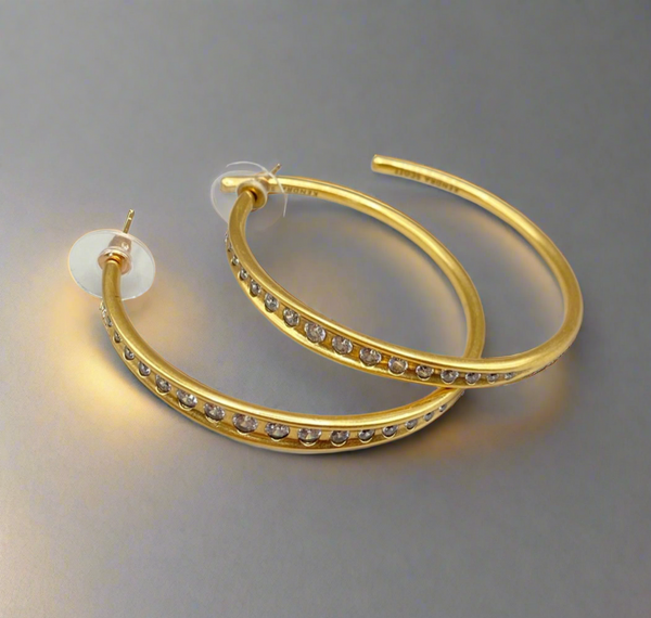 Kendra Scott Selena Hoop Earrings in Vintage Gold with Crystals