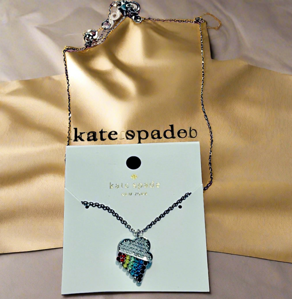 Kate Spade Into The Sky Raining Cloud Earrings Sliver And Multicolor Necklace