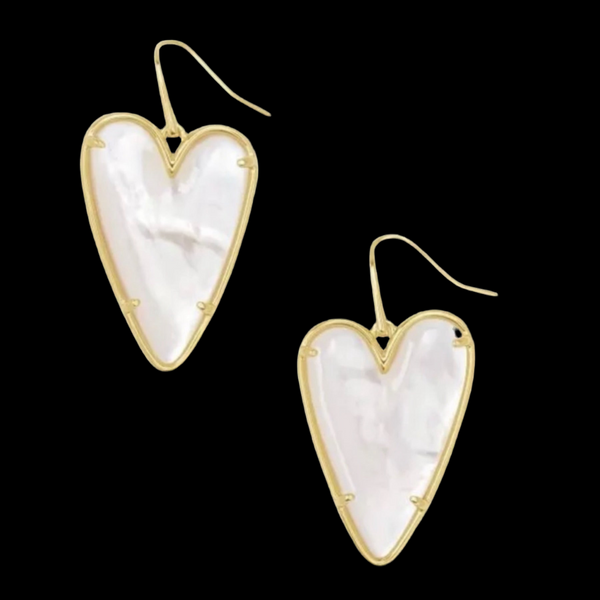 Kendra Scott Ansley Heart Black And Gold Drop Earrings In Golden Obsidian