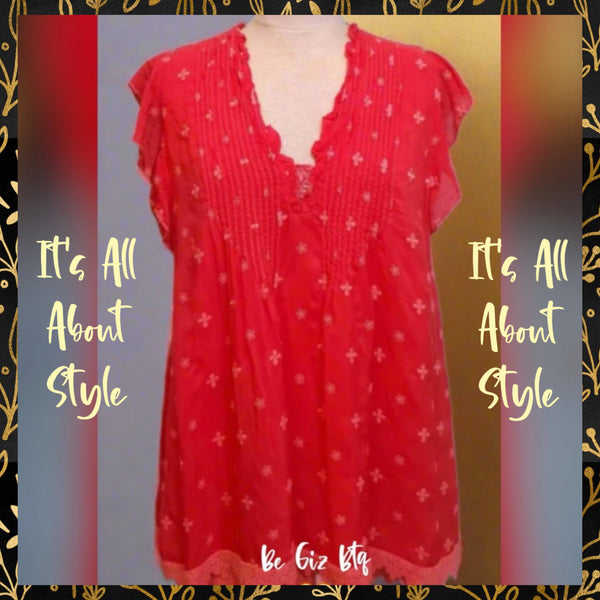 Johnny Was Anthena Tunic Coral Passion Fruit Large