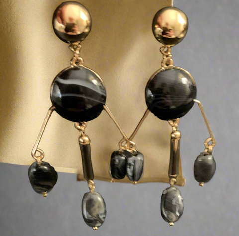 Halogen (R) Mobile Black Stones Drop Earrings