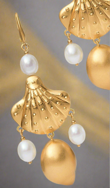 Tory Burch Shell And Freshwater Pearl Drop Earrings