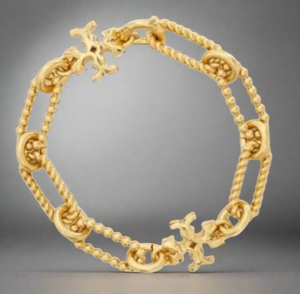 Tory Burch Gold Plated Roxanne Double-T
Rope Chain Bracelet